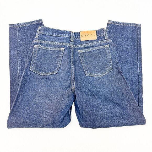 Oscar de la Renta Dark Wash Denim Straight High Rise Leg Jeans P60399P Size 8 - Picture 5 of 9